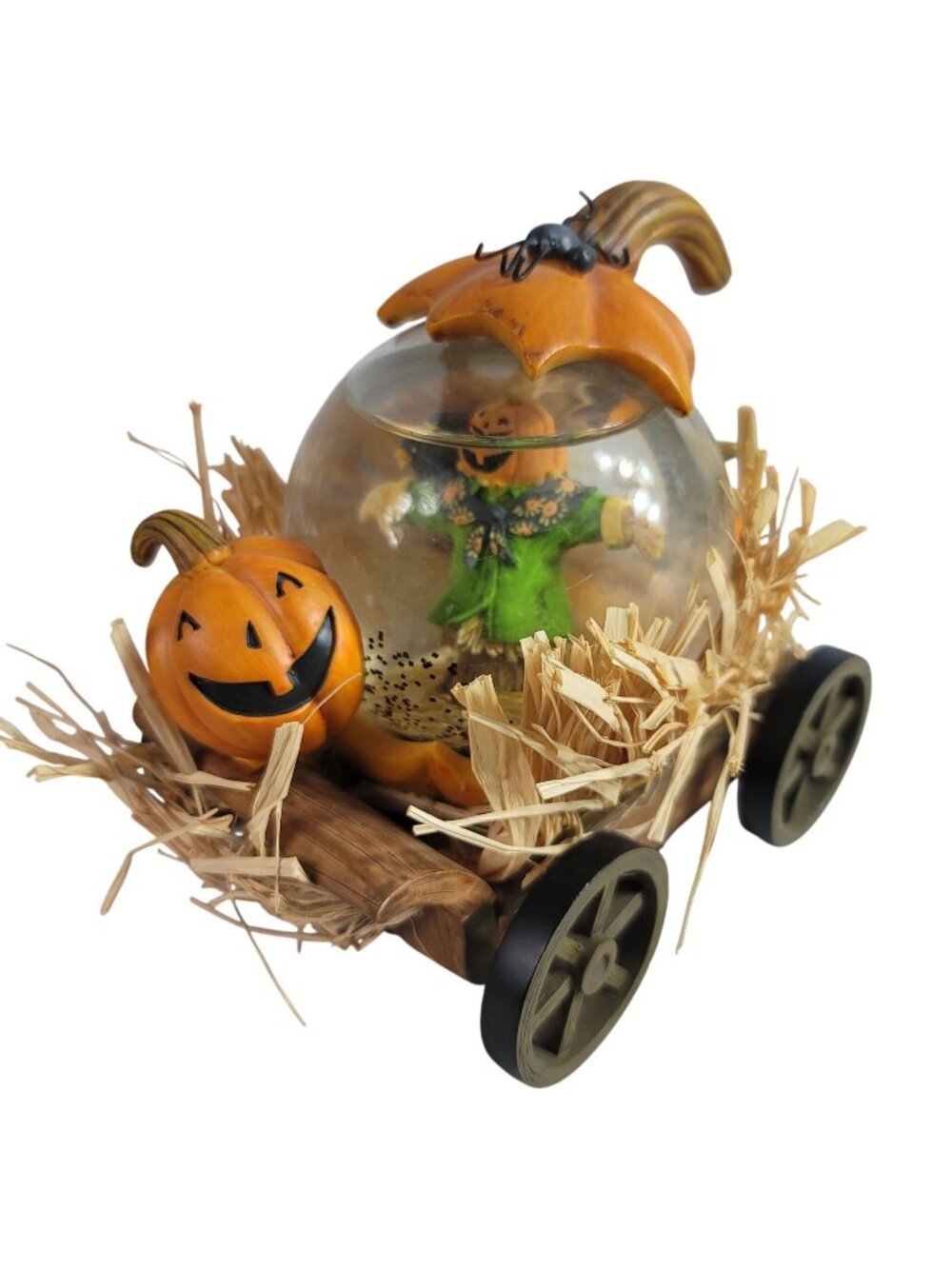 Debbie Mumm Halloween Water Globe Scarecrow Pumpkin Jack O'Lantern Chariot 2008
